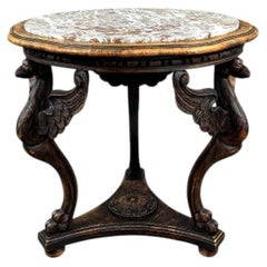 Carved Wooden Gueridon Table With A Marble Top, 19th Century
