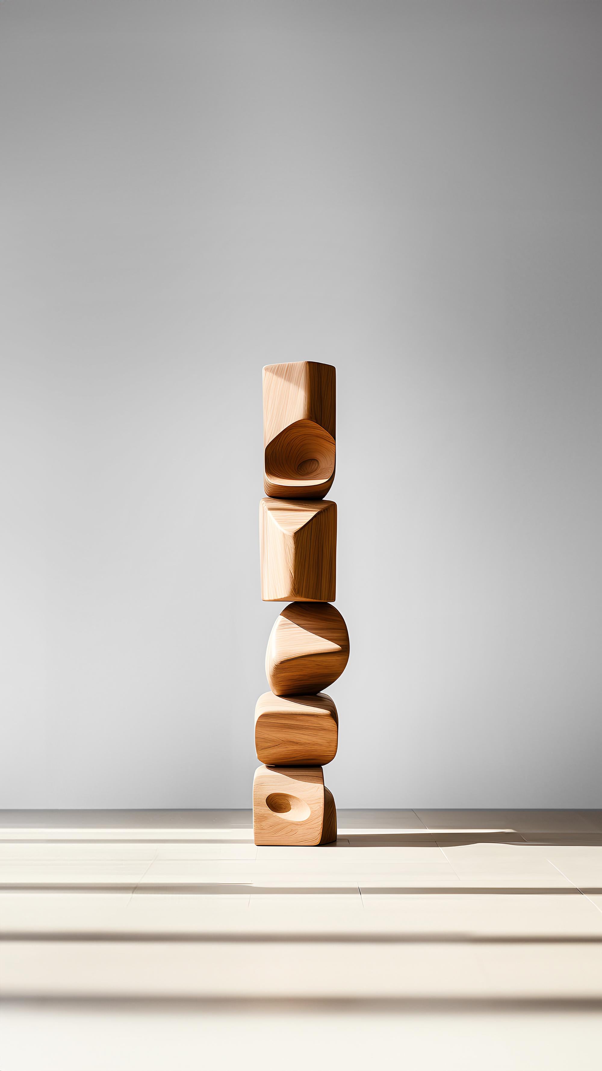 Hand-Crafted Carved Wooden Harmony Still Stand No63: Abstract Totem by Joel Escalona For Sale