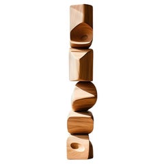 Carved Wooden Harmony Still Stand No63: Abstract Totem by Joel Escalona
