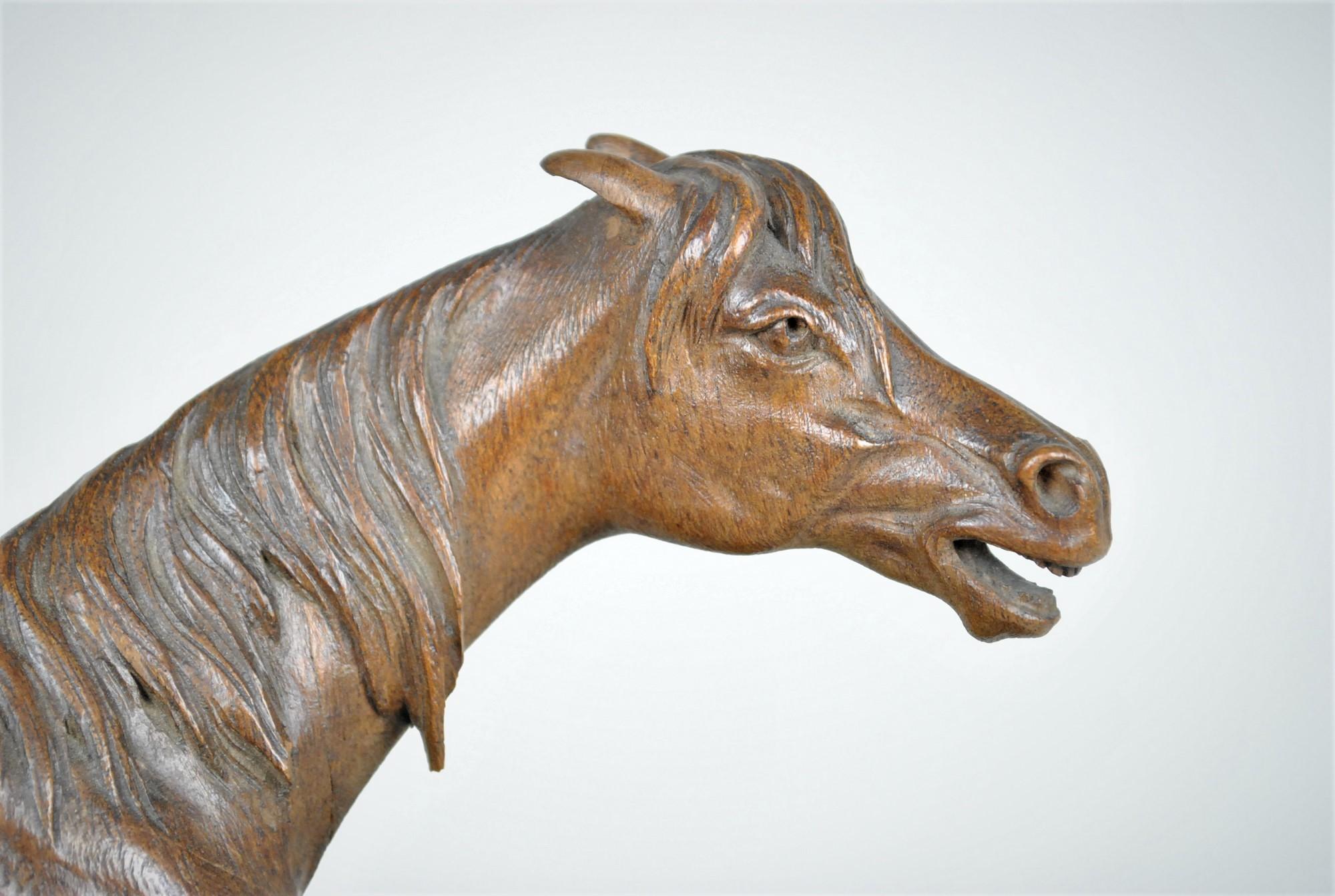 Carved Wooden Horse, Black Forest, 19th Century For Sale 7