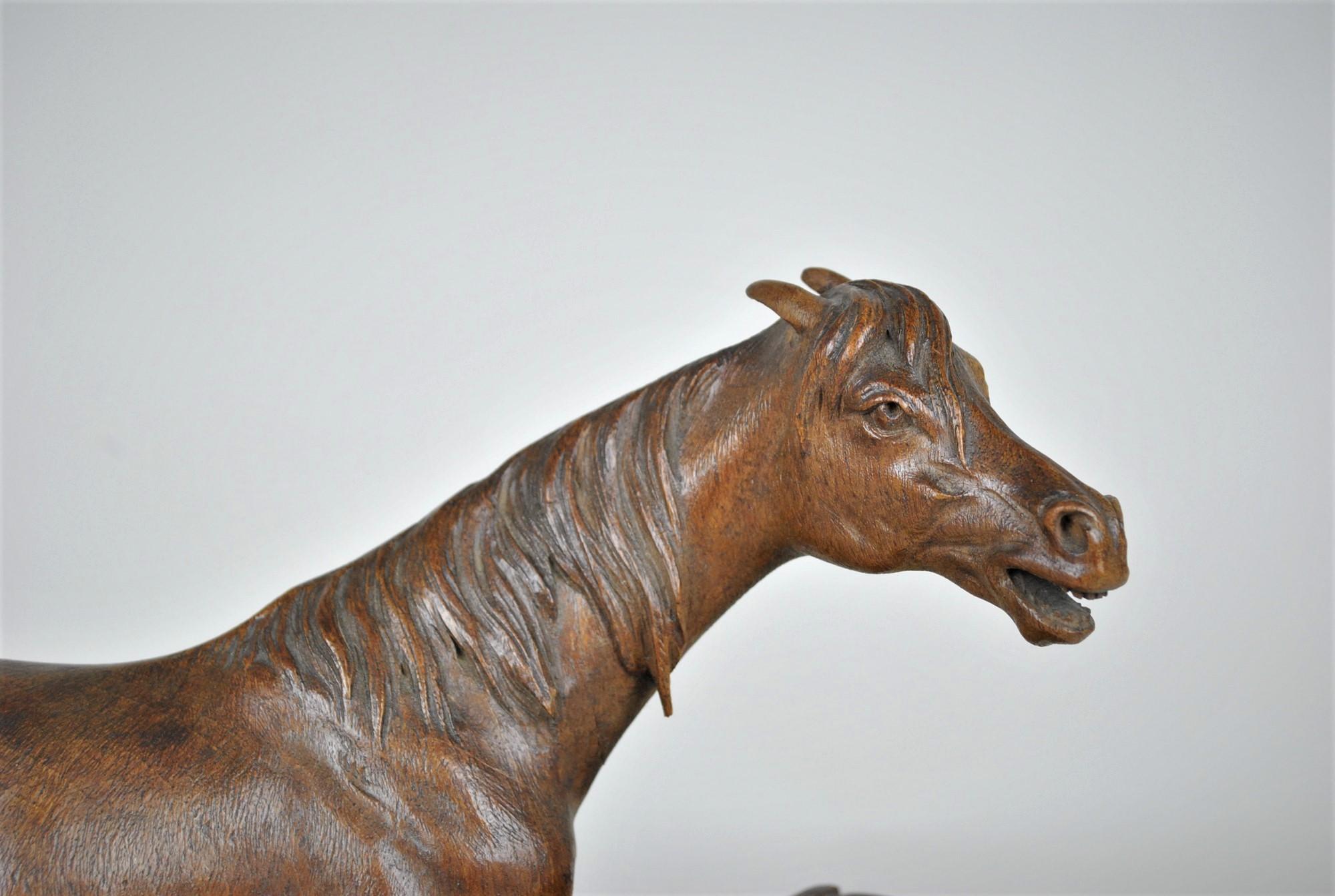Carved Wooden Horse, Black Forest, 19th Century For Sale 3