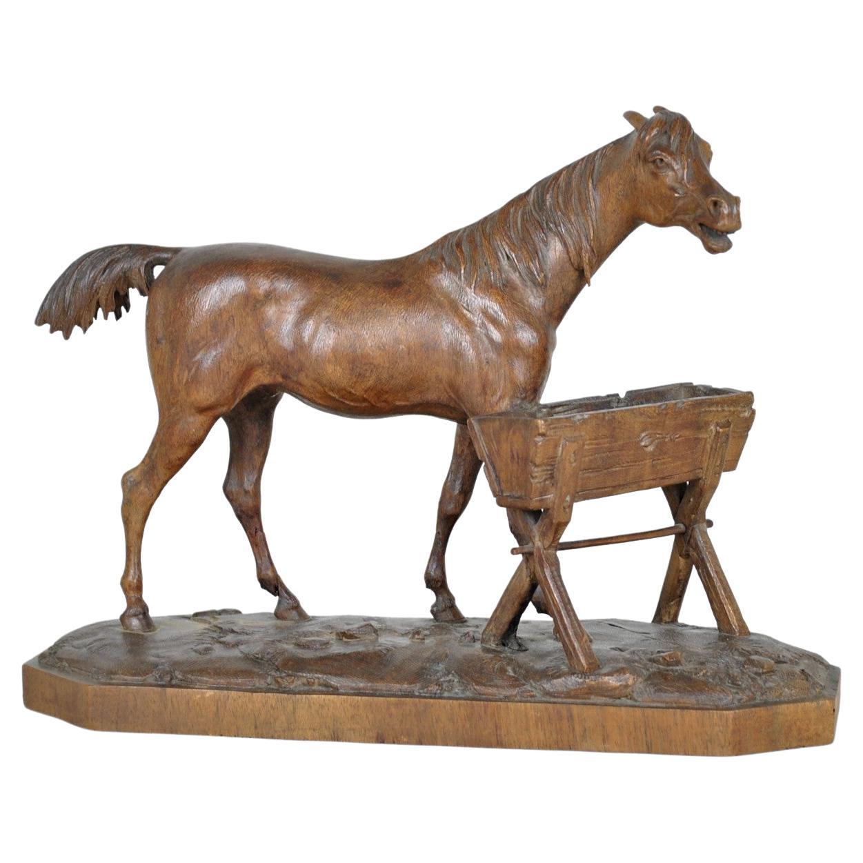 Carved Wooden Horse, Black Forest, 19th Century For Sale