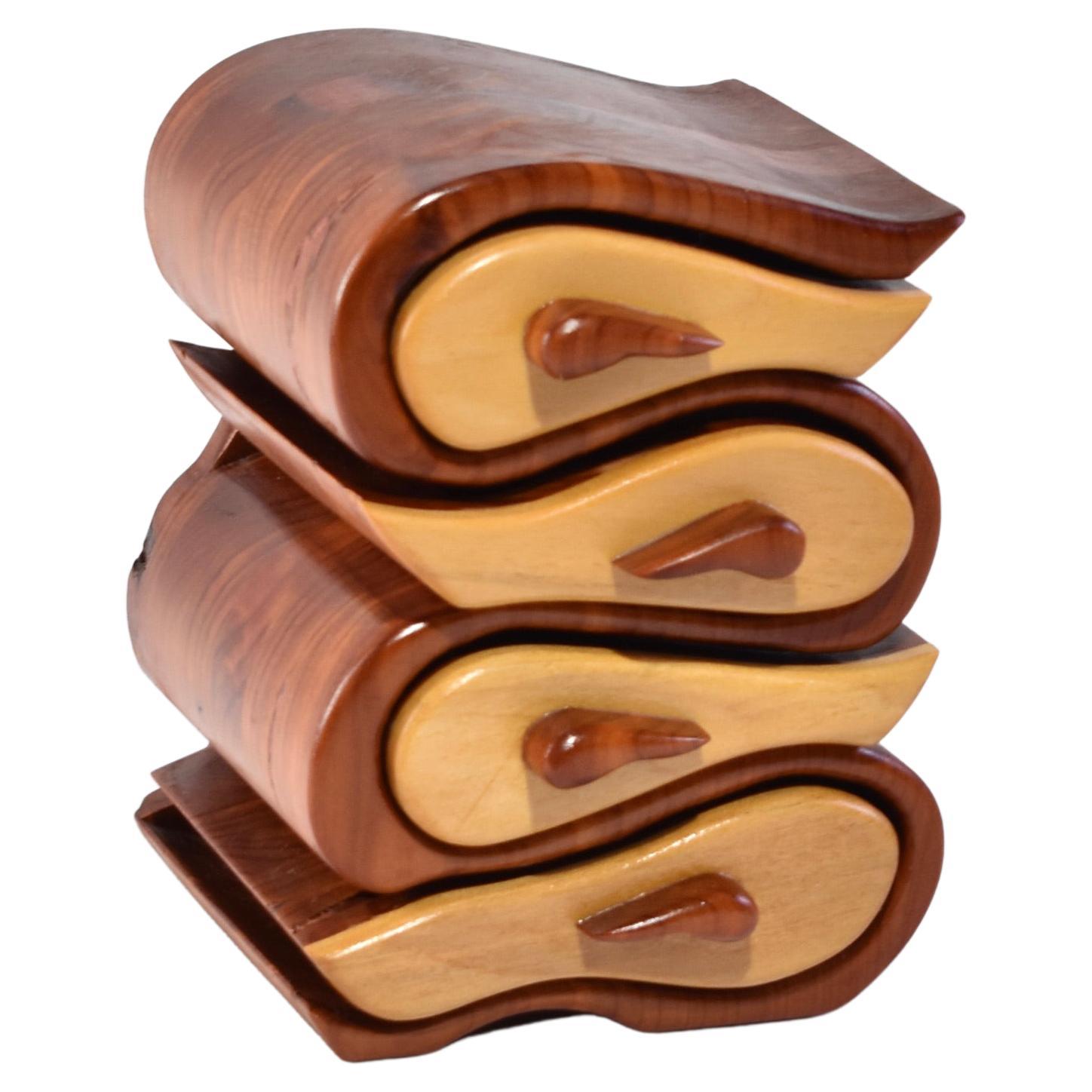 Handmade Sculptural Pivoting Wooden Jewelry Box by Kellams Studio at