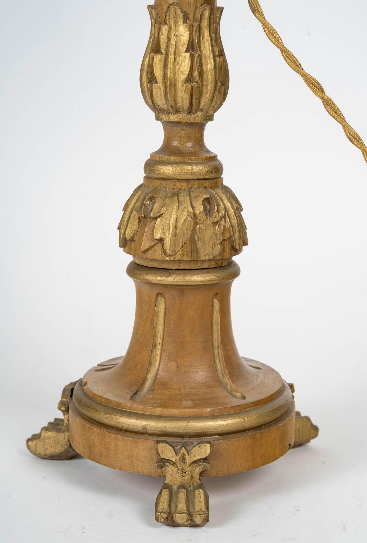 Sculpté Lampe en bois sculpté, Chandelier ancien, 19ème siècle, Période Napoléon III. en vente