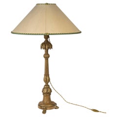 Carved Wooden Lamp, Old Candlestick, 19th Century, Napoleon III Period.