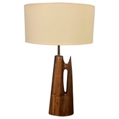 Lampada in legno intagliato, pezzo unico, opera francese