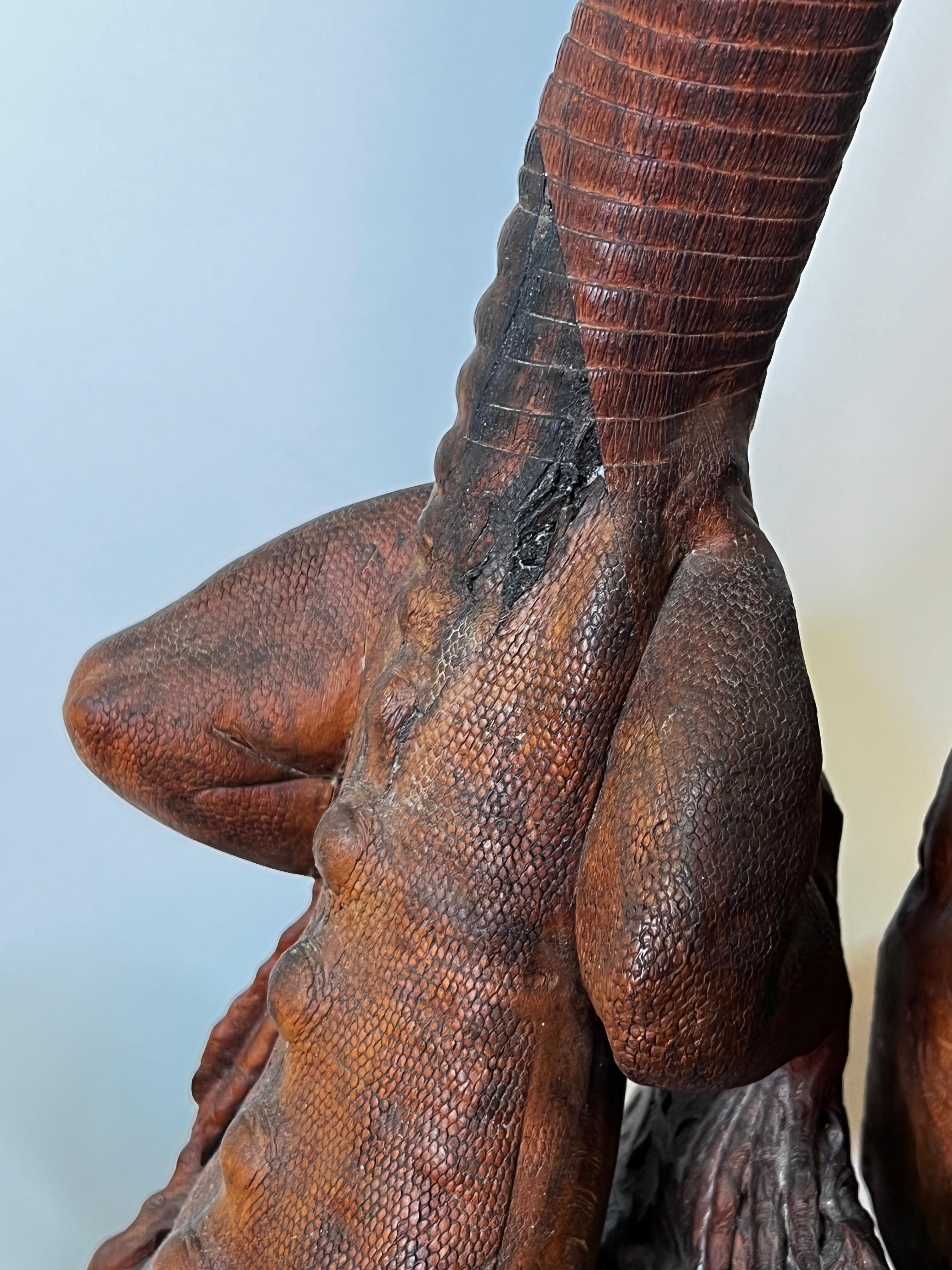 Carved Wooden Iguana Lizard Sculptures 8