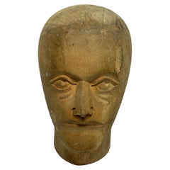 Carved Wooden Milliners Head, Antique Austria, circa 1910s