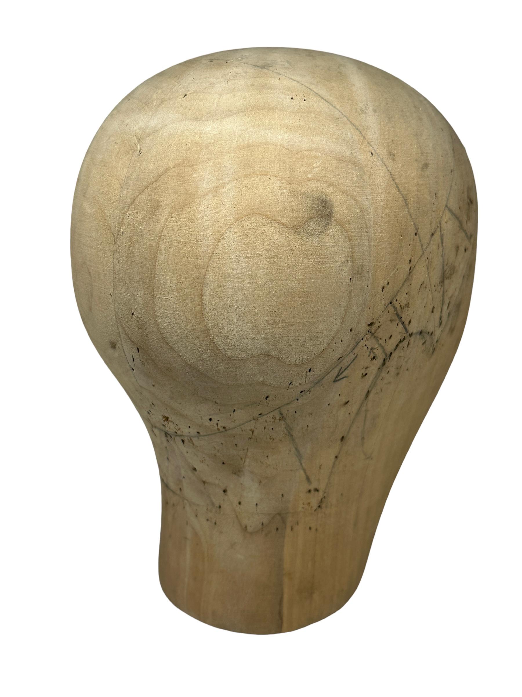 Austrian Carved Wooden Milliners Head, Vintage Austria, circa 1920s For Sale