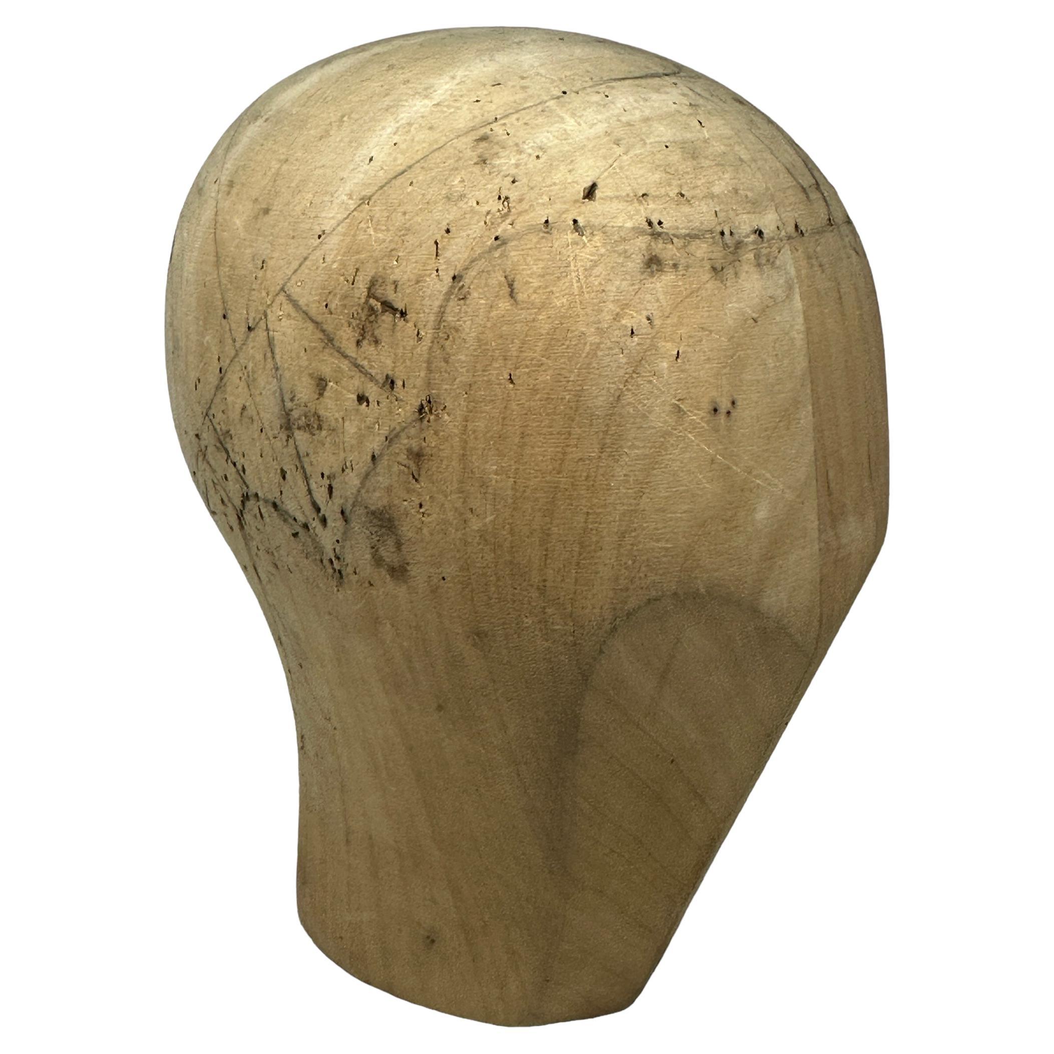 Carved Wooden Milliners Head, Vintage Austria, circa 1920s For Sale