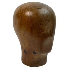 Carved Wooden Milliners Head, Vintage Italy, circa 1930s