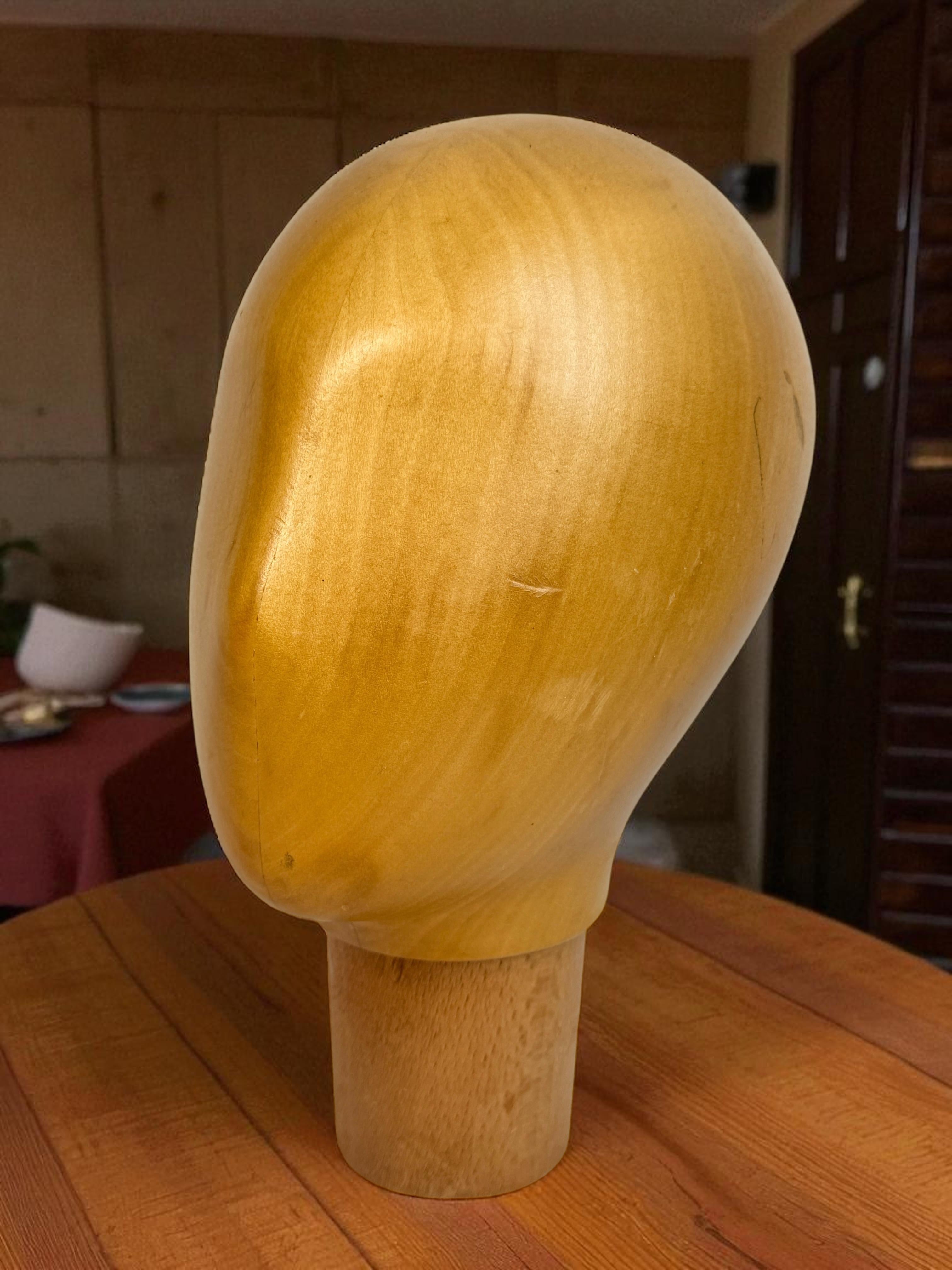 Carved Wooden Milliners Mannequin Head, Vintage Italy, circa 1960s For Sale 3