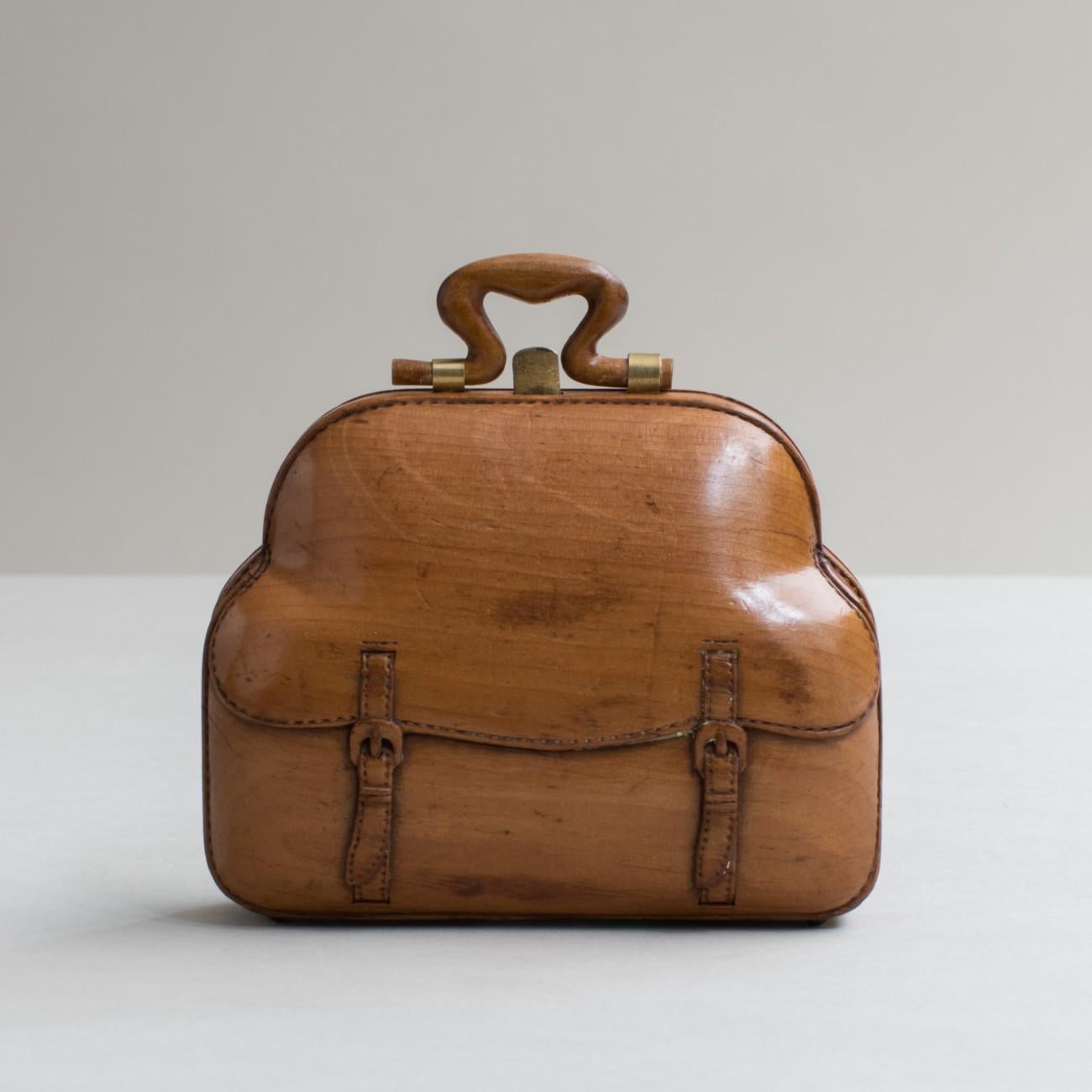 Carved Wooden Miniature Bag, circa 1900 4