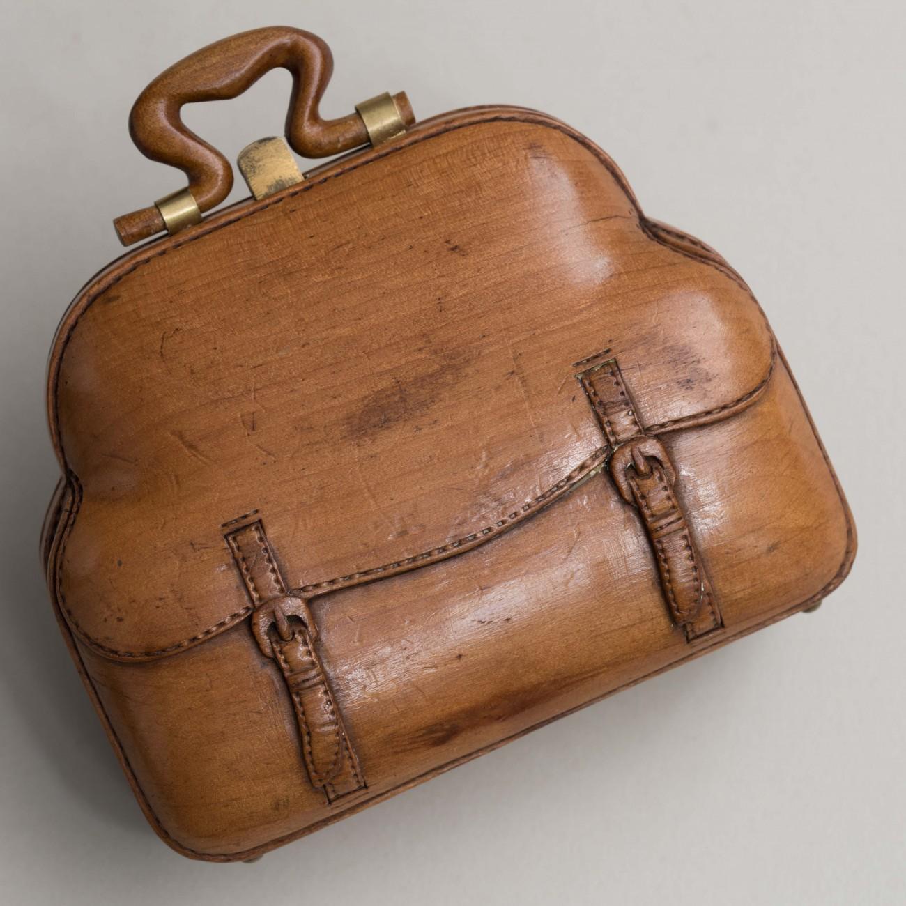 European Carved Wooden Miniature Bag, circa 1900