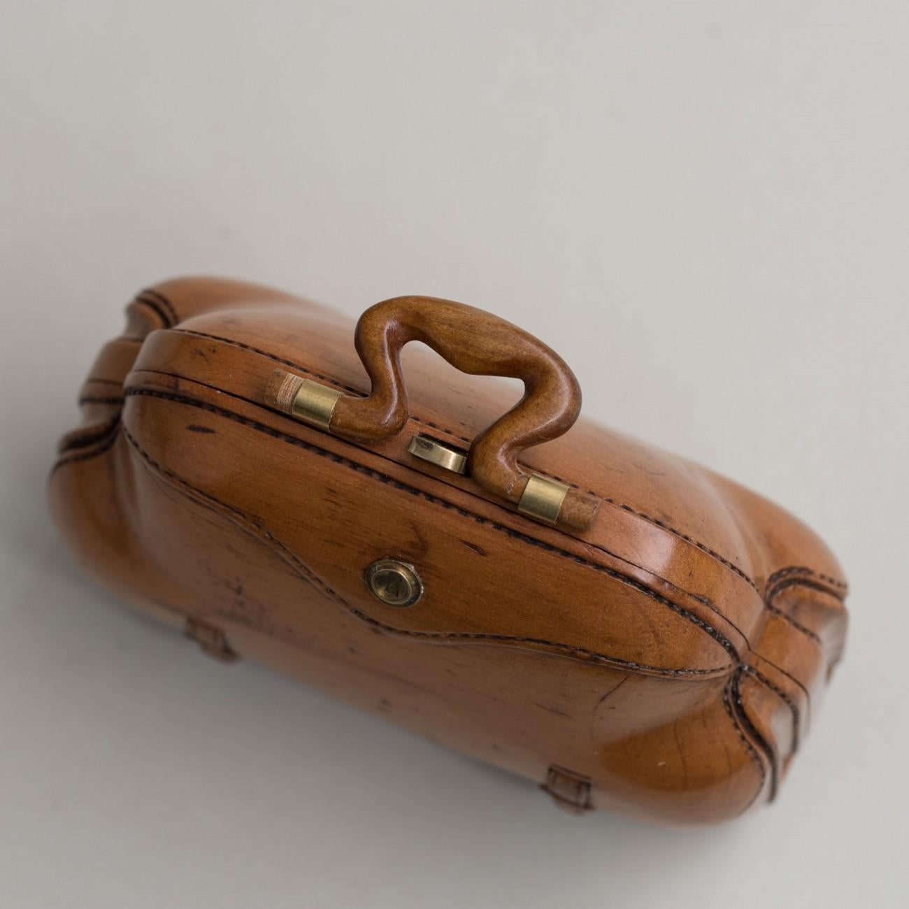 Early 20th Century Carved Wooden Miniature Bag, circa 1900