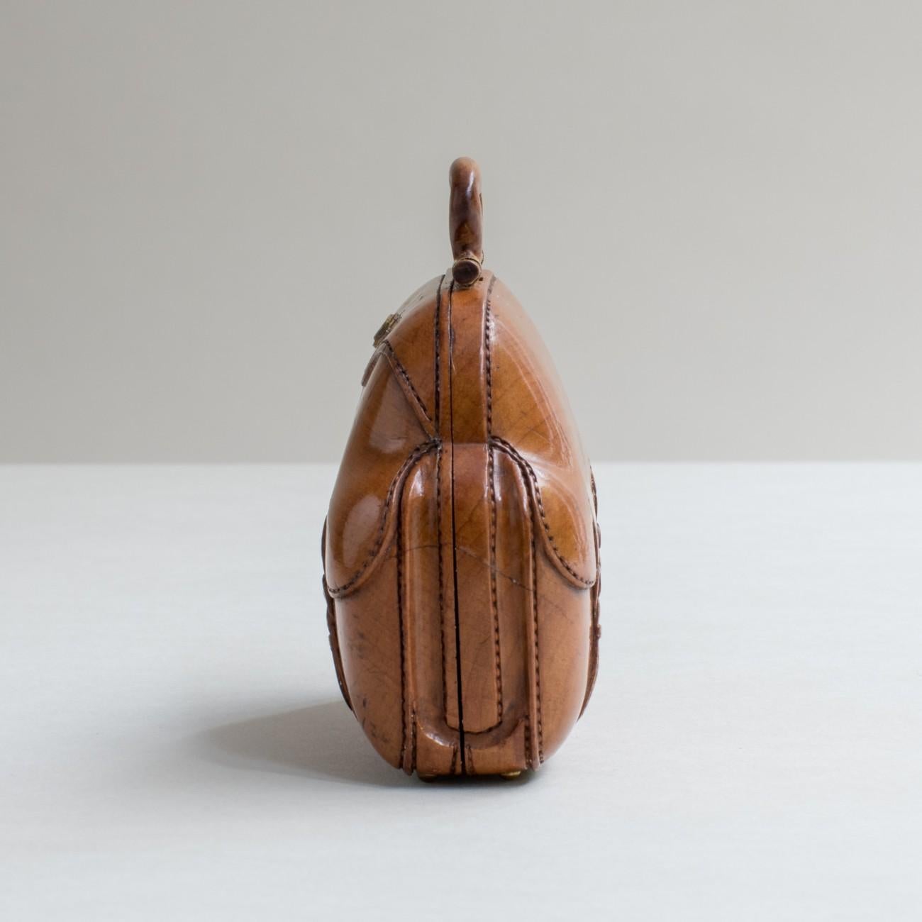 Fruitwood Carved Wooden Miniature Bag, circa 1900