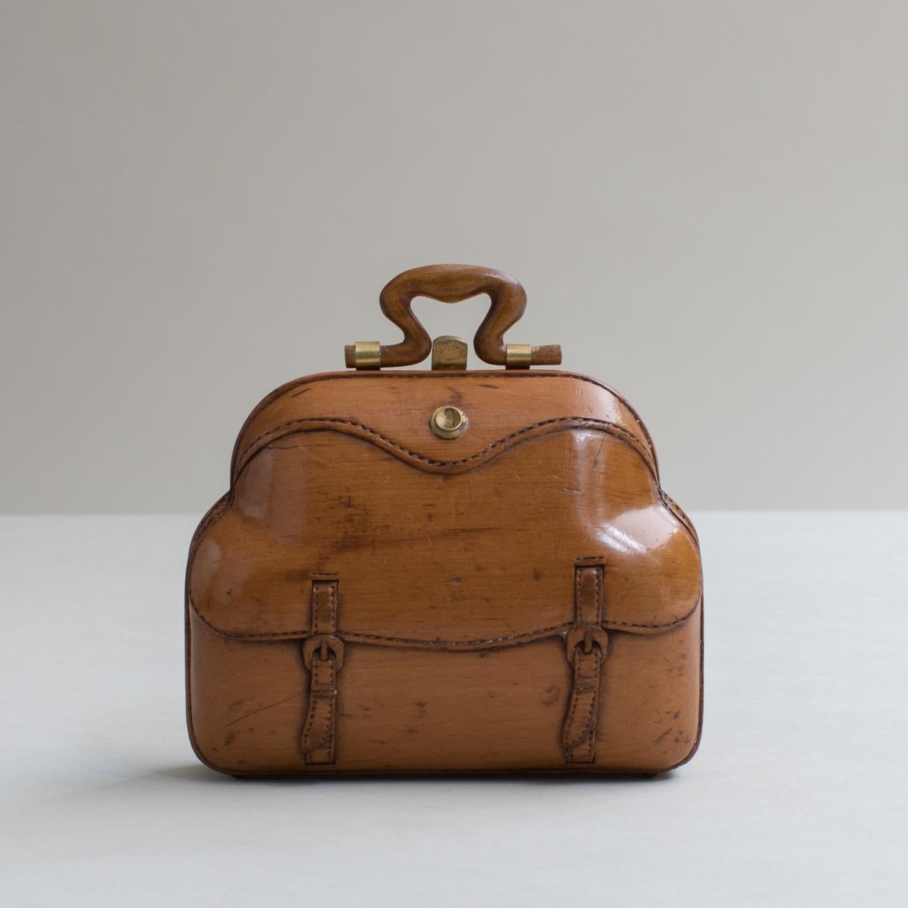 Carved Wooden Miniature Bag, circa 1900 2