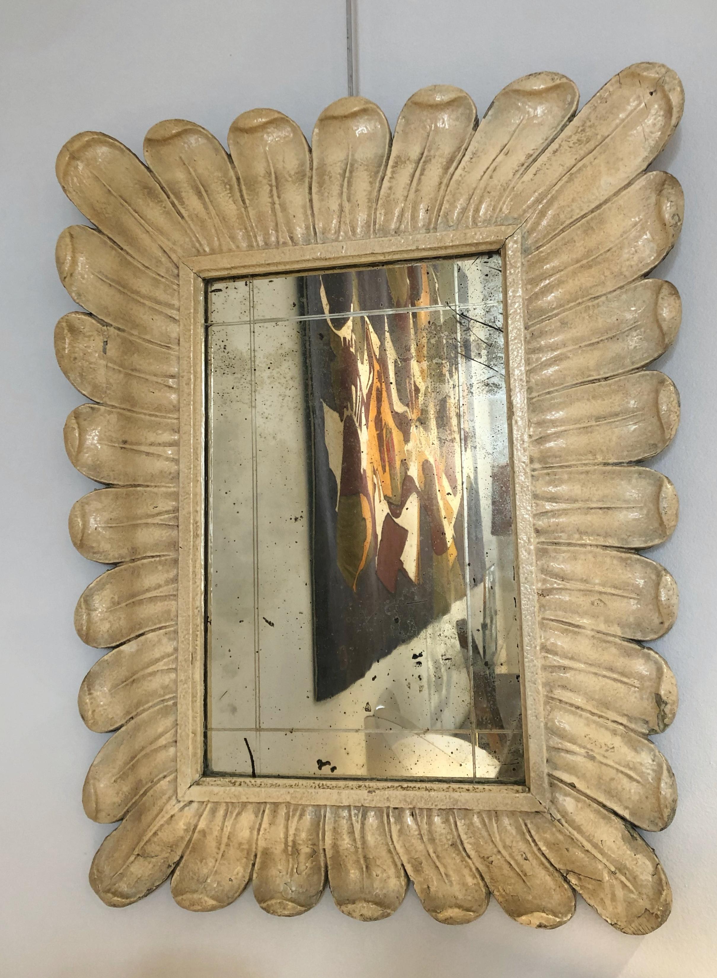 Carved wooden mirror, 1940s.
 