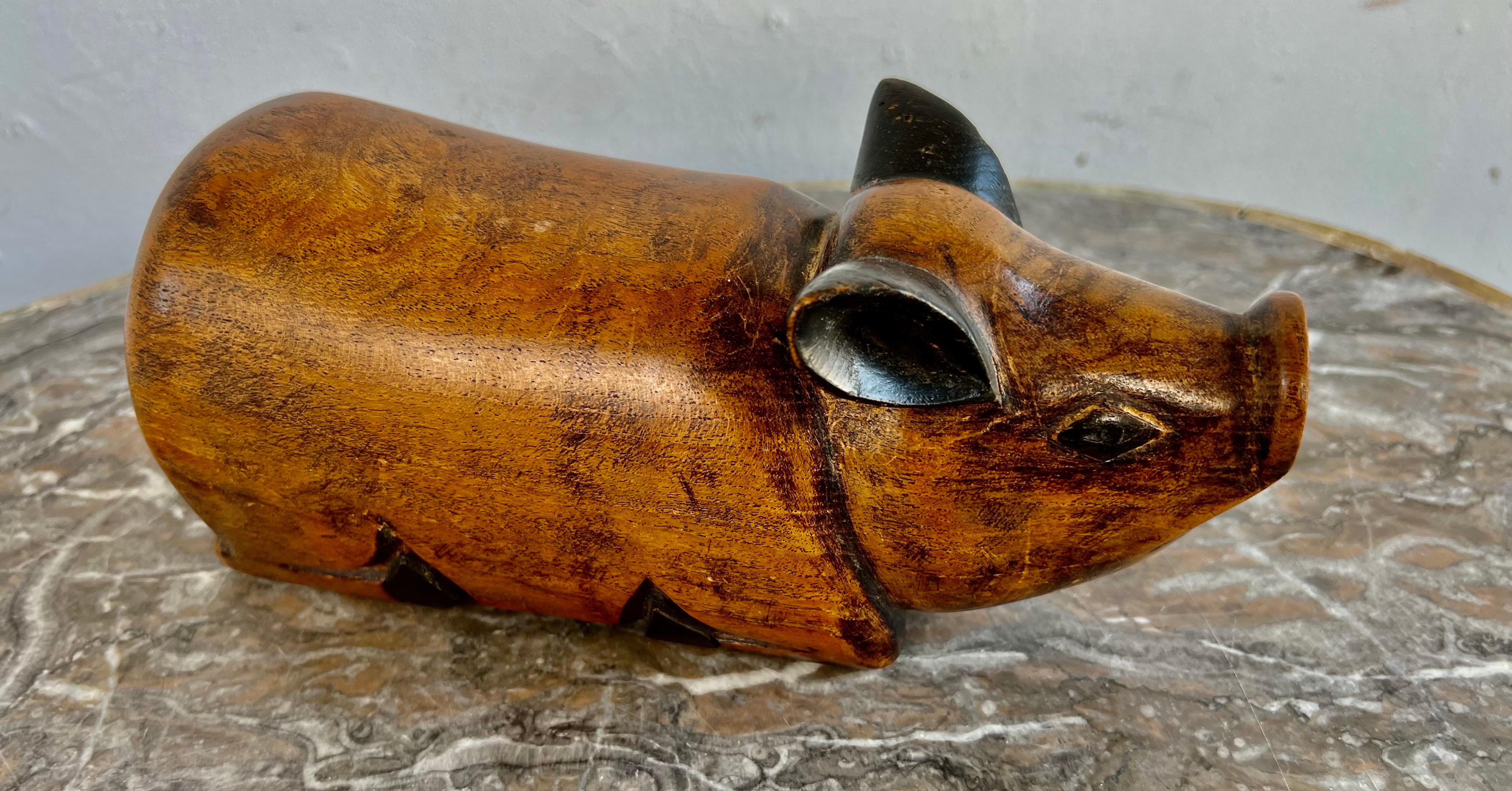 American Carved Wooden Pig w/ Secret Space