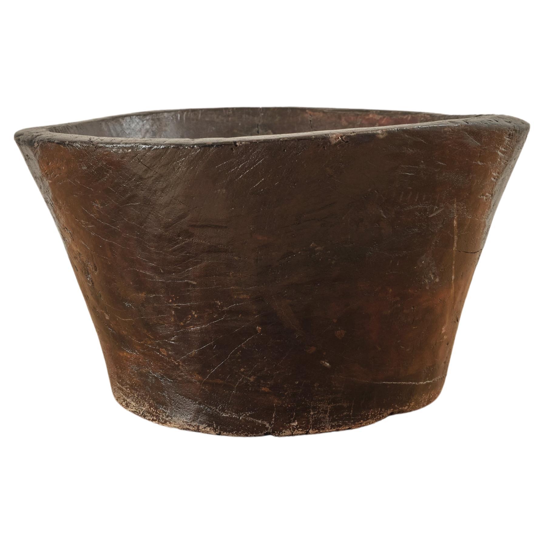 Carved Wooden Primitive Bowl. For Sale