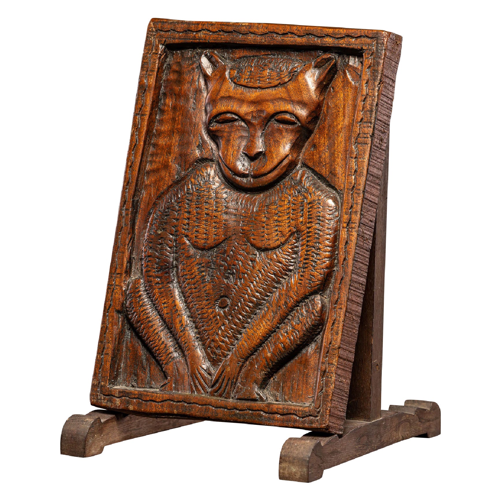 Carved Wooden Relief Depicting an Anthropomorphic Monkey, France