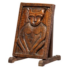 Antique Carved Wooden Relief Depicting an Anthropomorphic Monkey, France