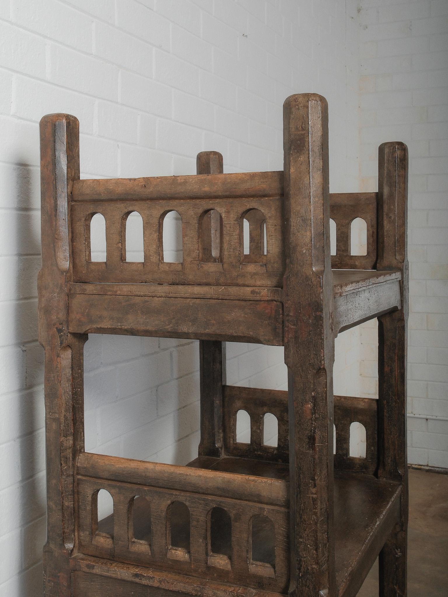 20th Century Carved Wooden Shelf with Architectural Lattice Detail For Sale