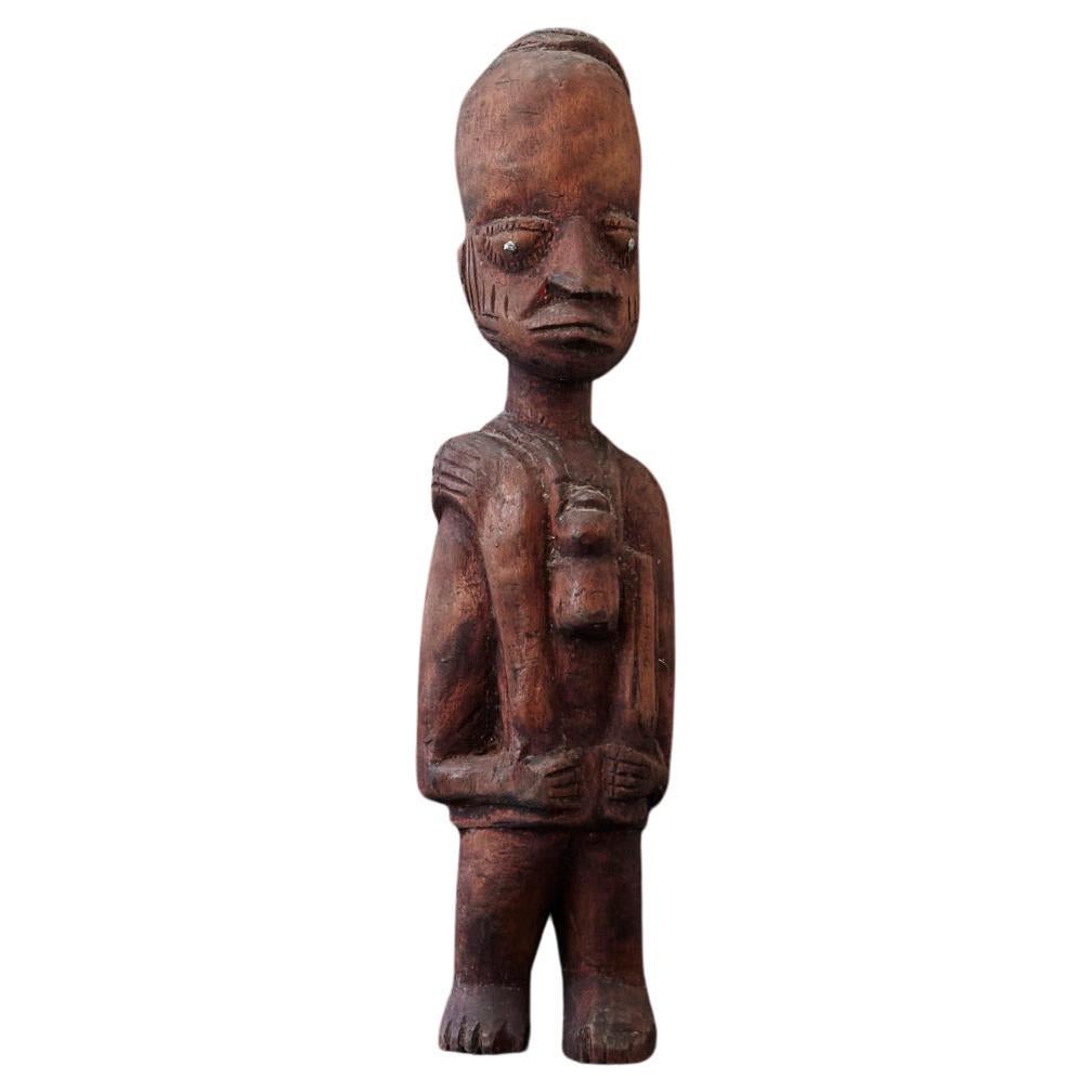 Carved Wooden Statue of a Ju Ju Man, Egba People, Abeokuta, 1940s For Sale