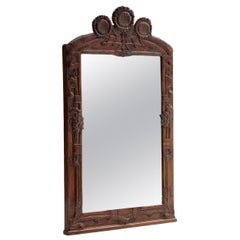Carved Wooden Sunflowers Mirror, France, circa 1900