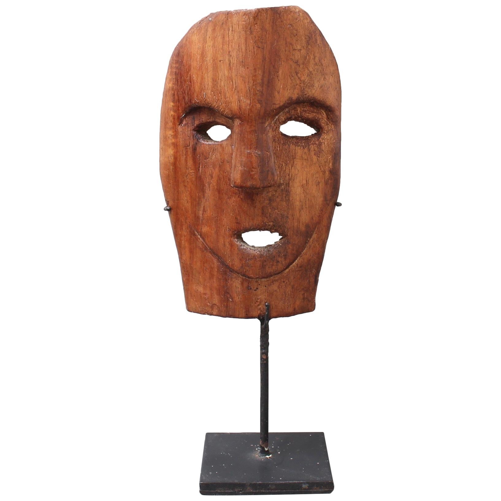 Carved Wooden Traditional Mask from Timor Island, Indonesia, circa 1970s For Sale