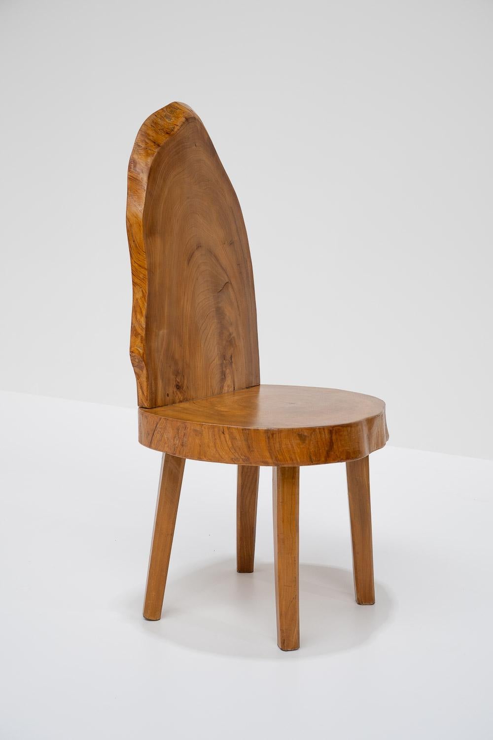 Carved Wooden Tree Trunk Chairs, France, 1980s 6