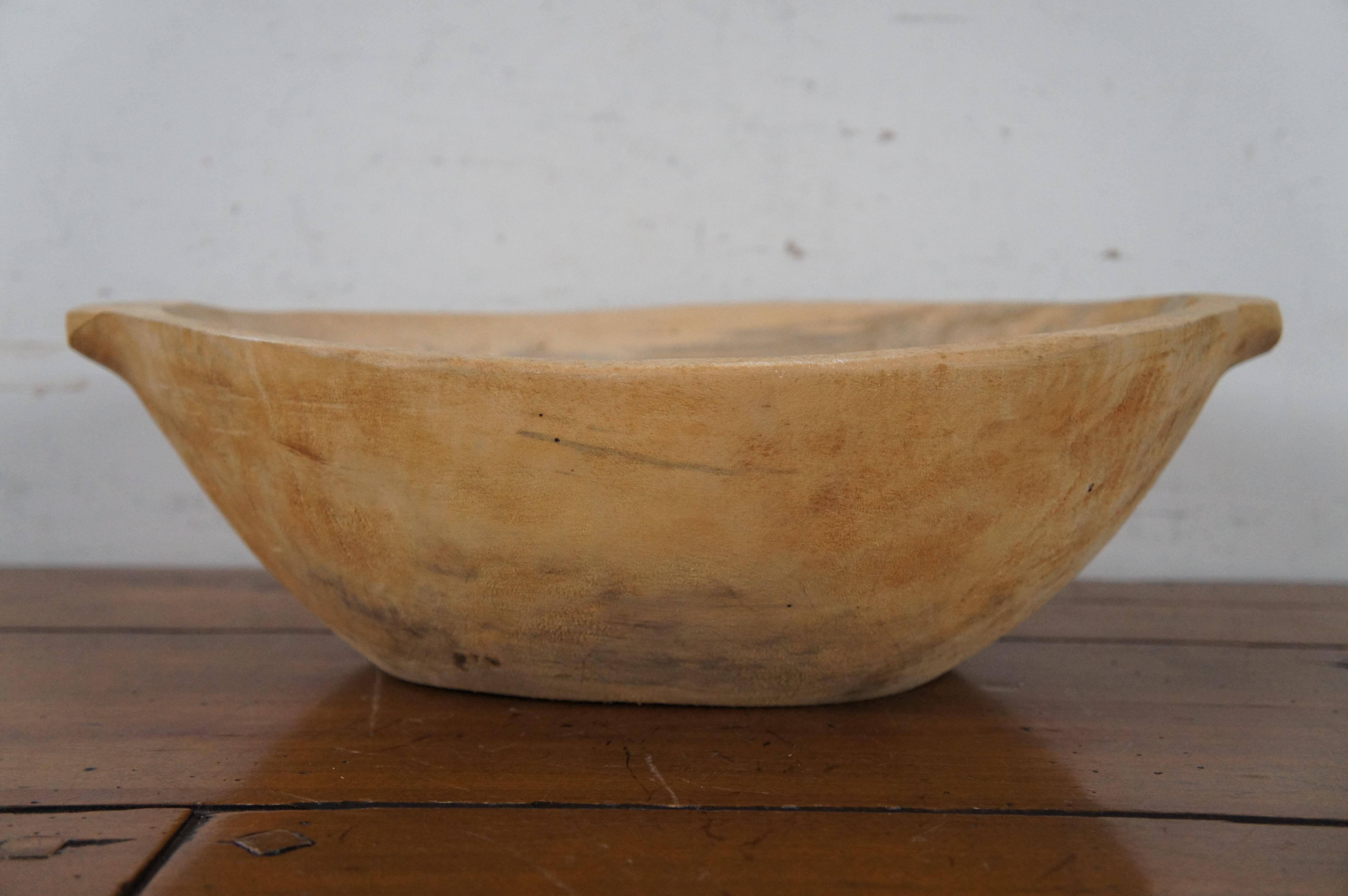 Rustic Carved Wooden Trencher Dough Bowl Fruit Centerpiece Trough 16