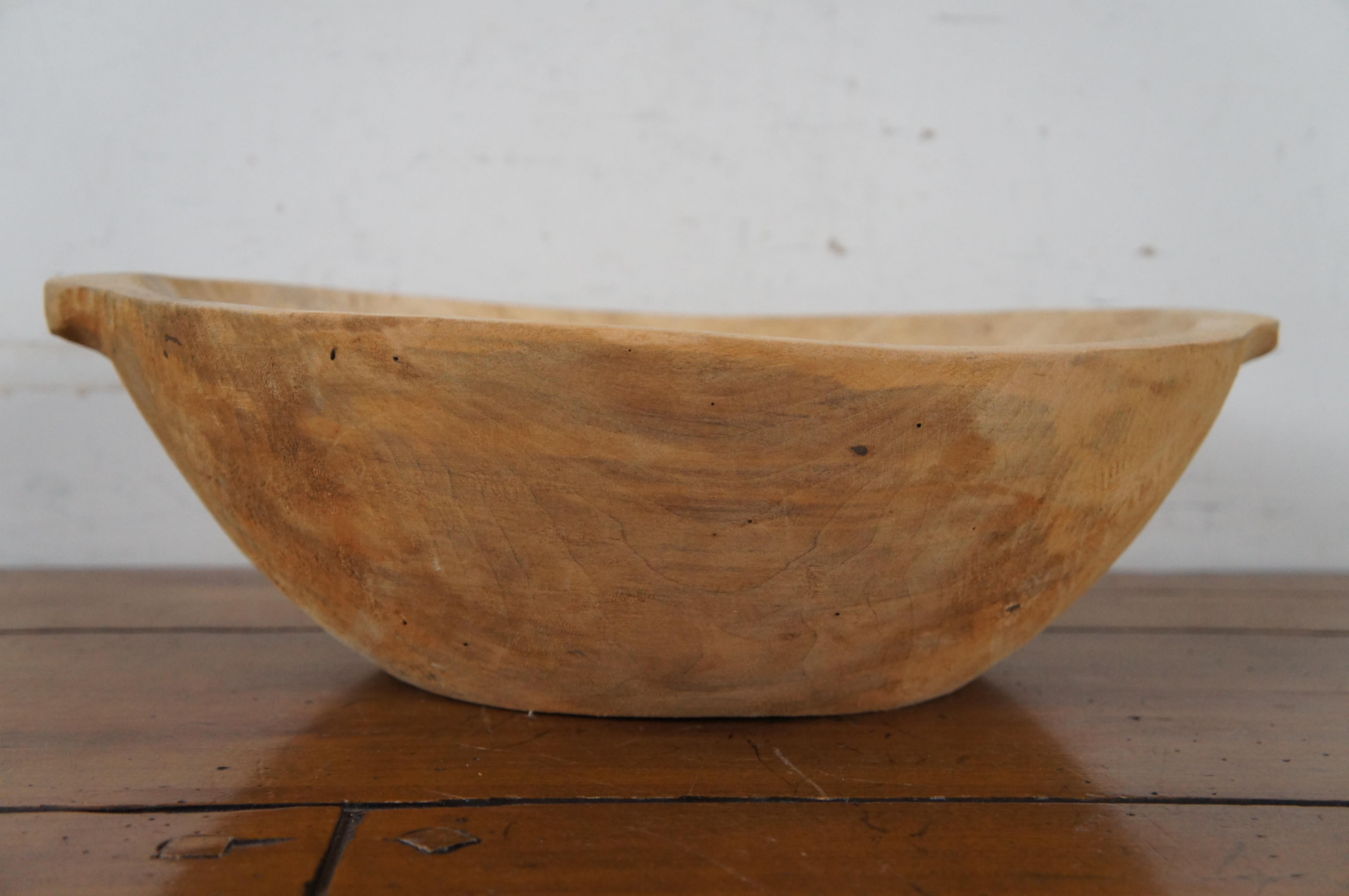 20th Century Carved Wooden Trencher Dough Bowl Fruit Centerpiece Trough 16