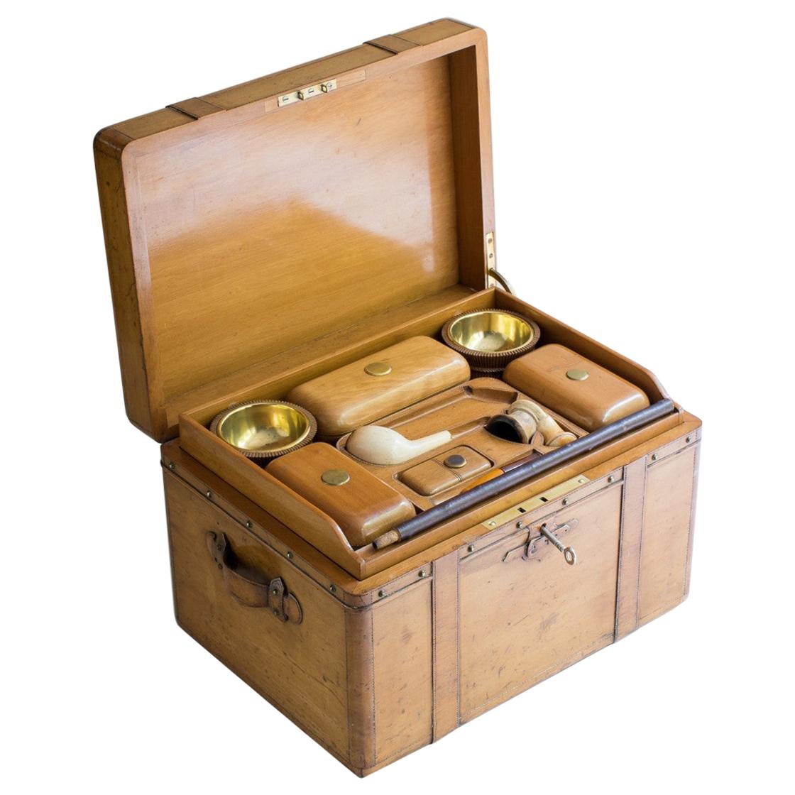 Carved Wooden Trunk/Smokers Compendium, circa 1900