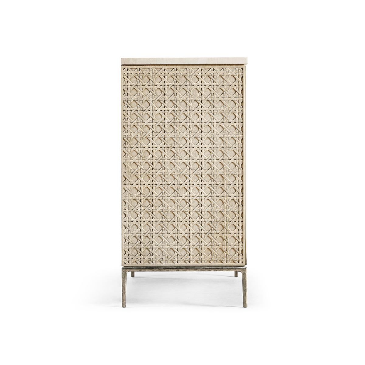 Modern Carved Woven Credenza
