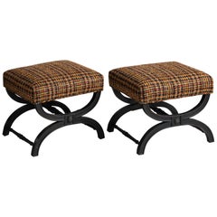 Carved X-Frame Stool