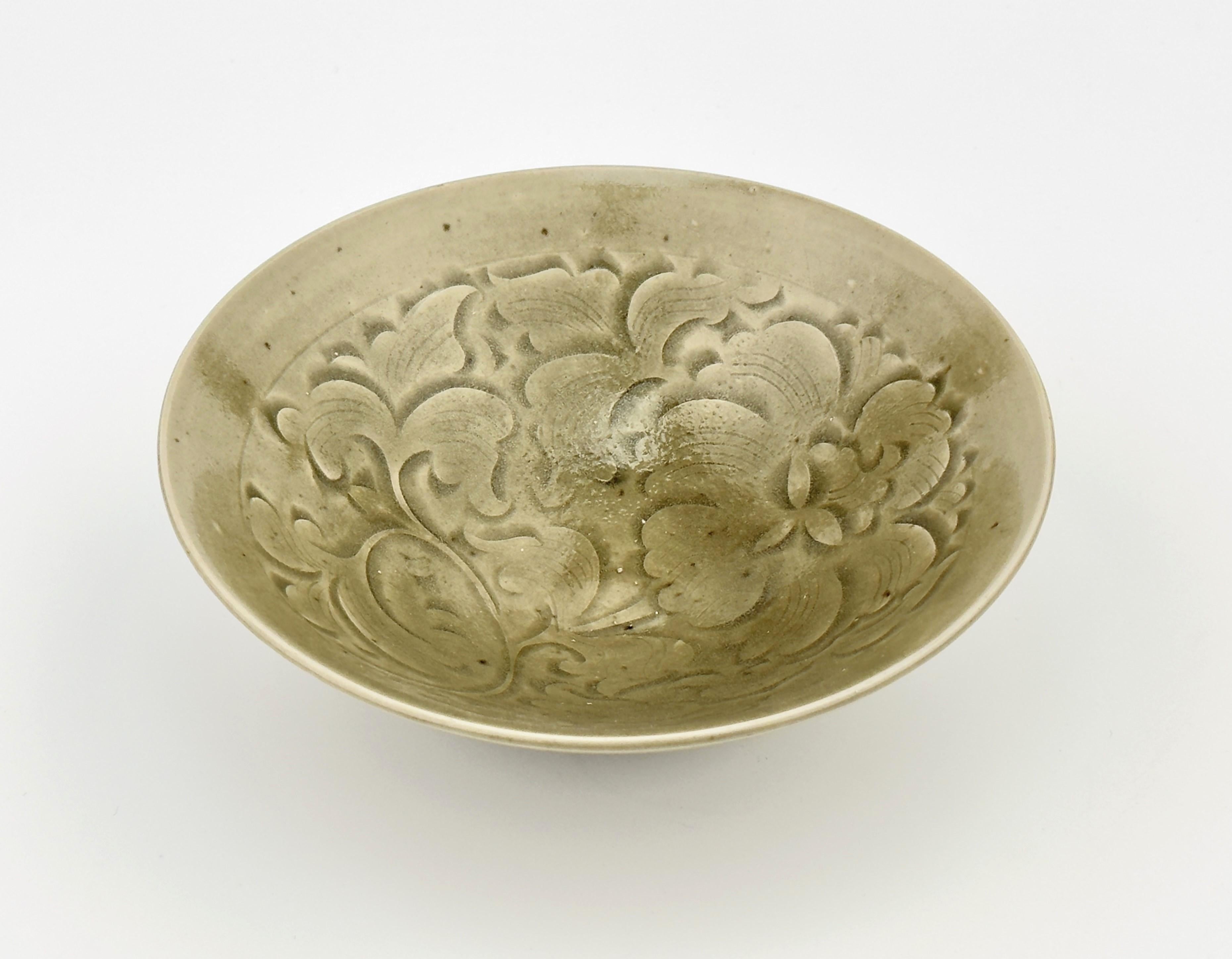 Ming Carved 'Yaozhou' Celadon-Glazed Bowl, Song Dynasty For Sale