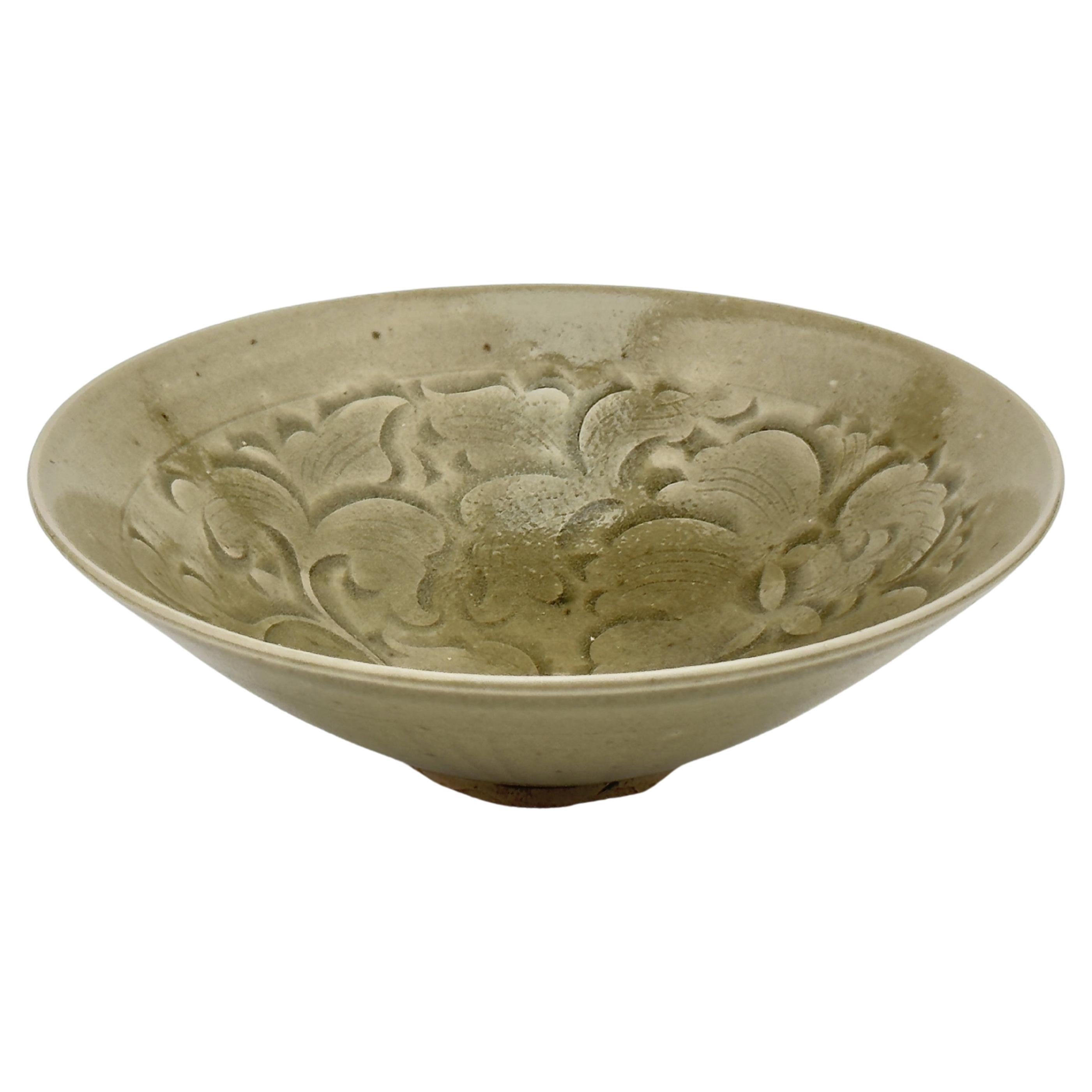 Carved 'Yaozhou' Celadon-Glazed Bowl, Song Dynasty For Sale