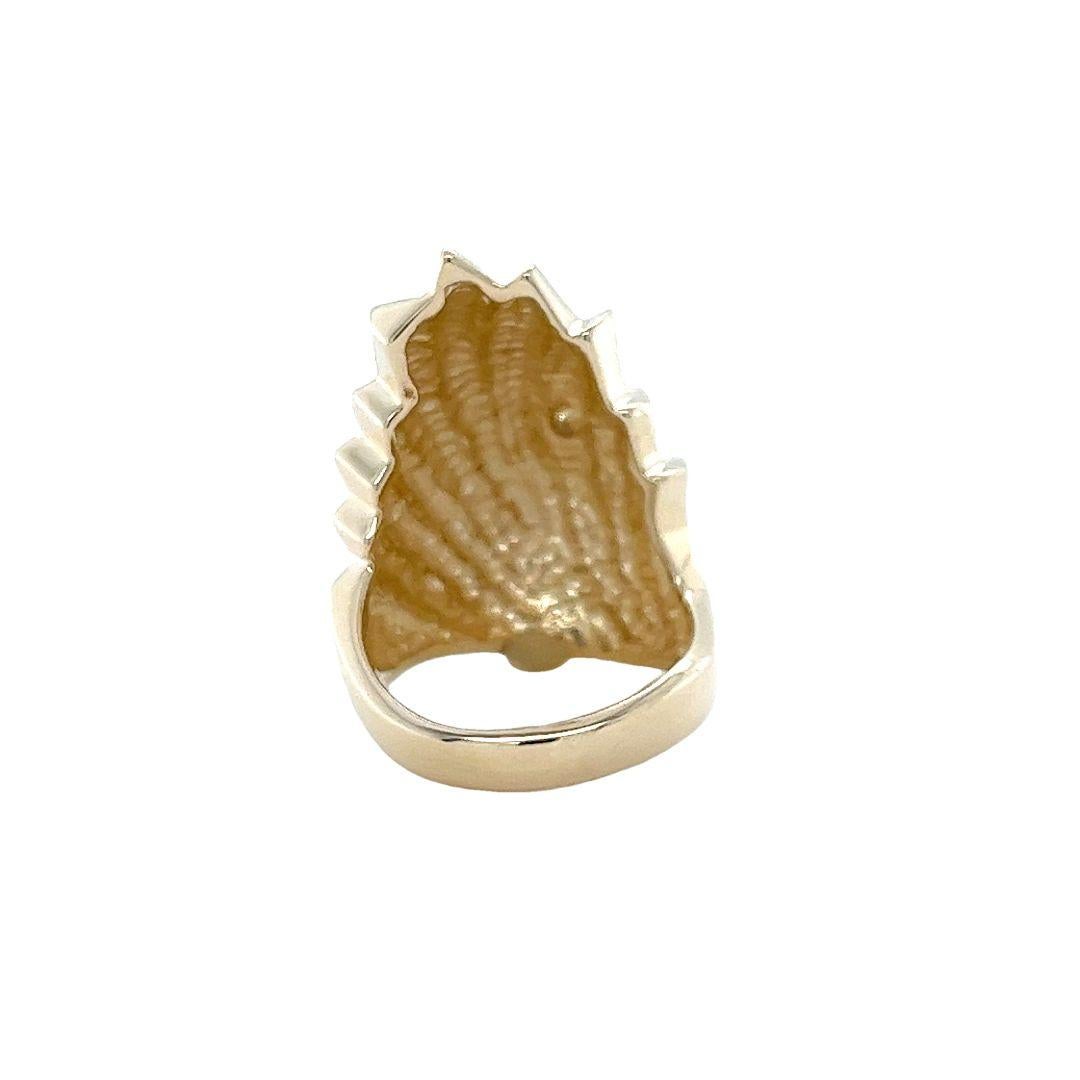 Women's Carved Yellow Gold Wave Ring For Sale