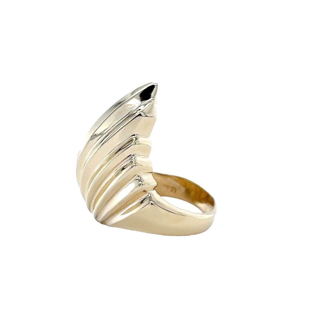 Carved Yellow Gold Wave Ring For Sale 1