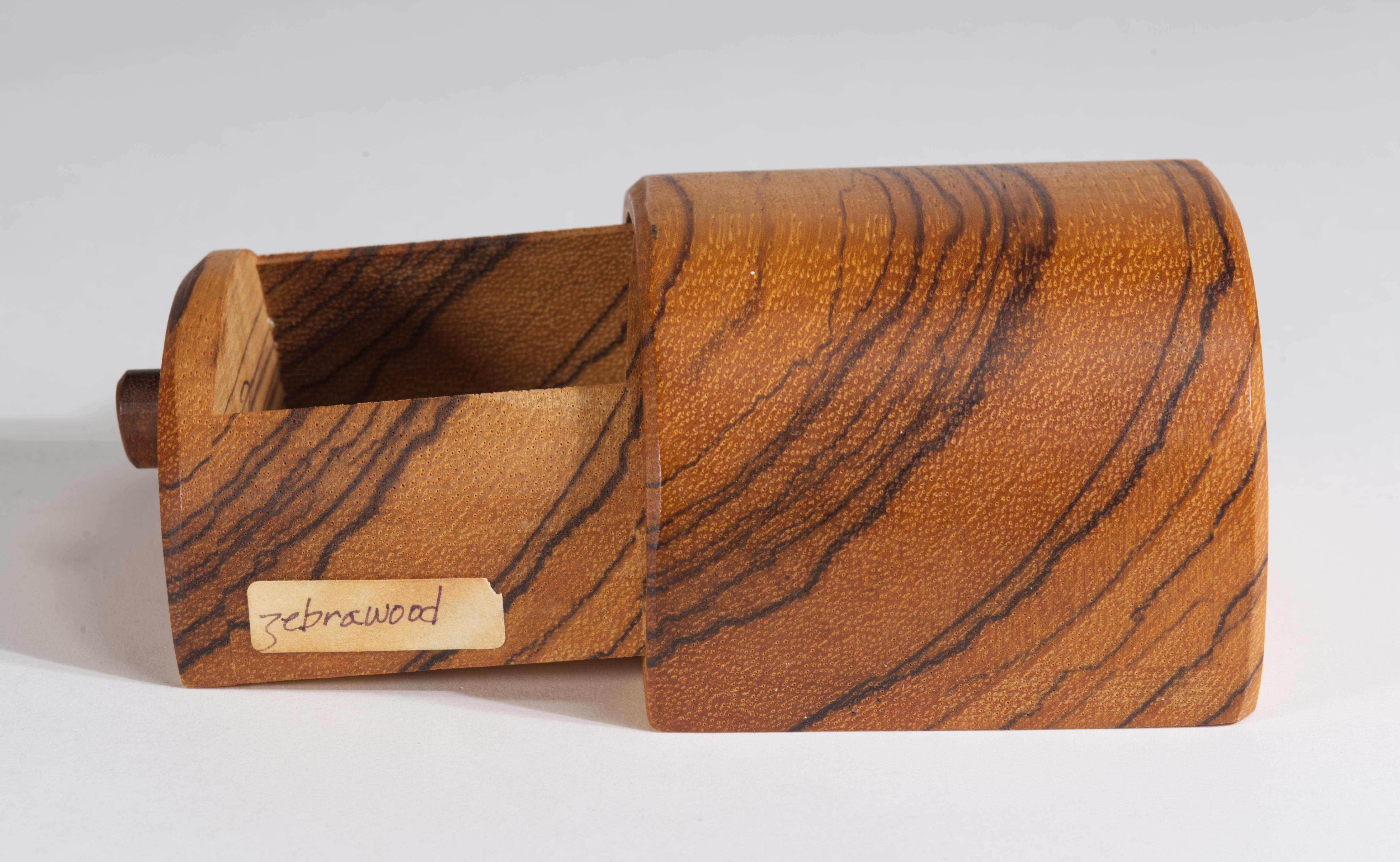 20th Century Carved Zebra Wood Box, American Craft Movement For Sale