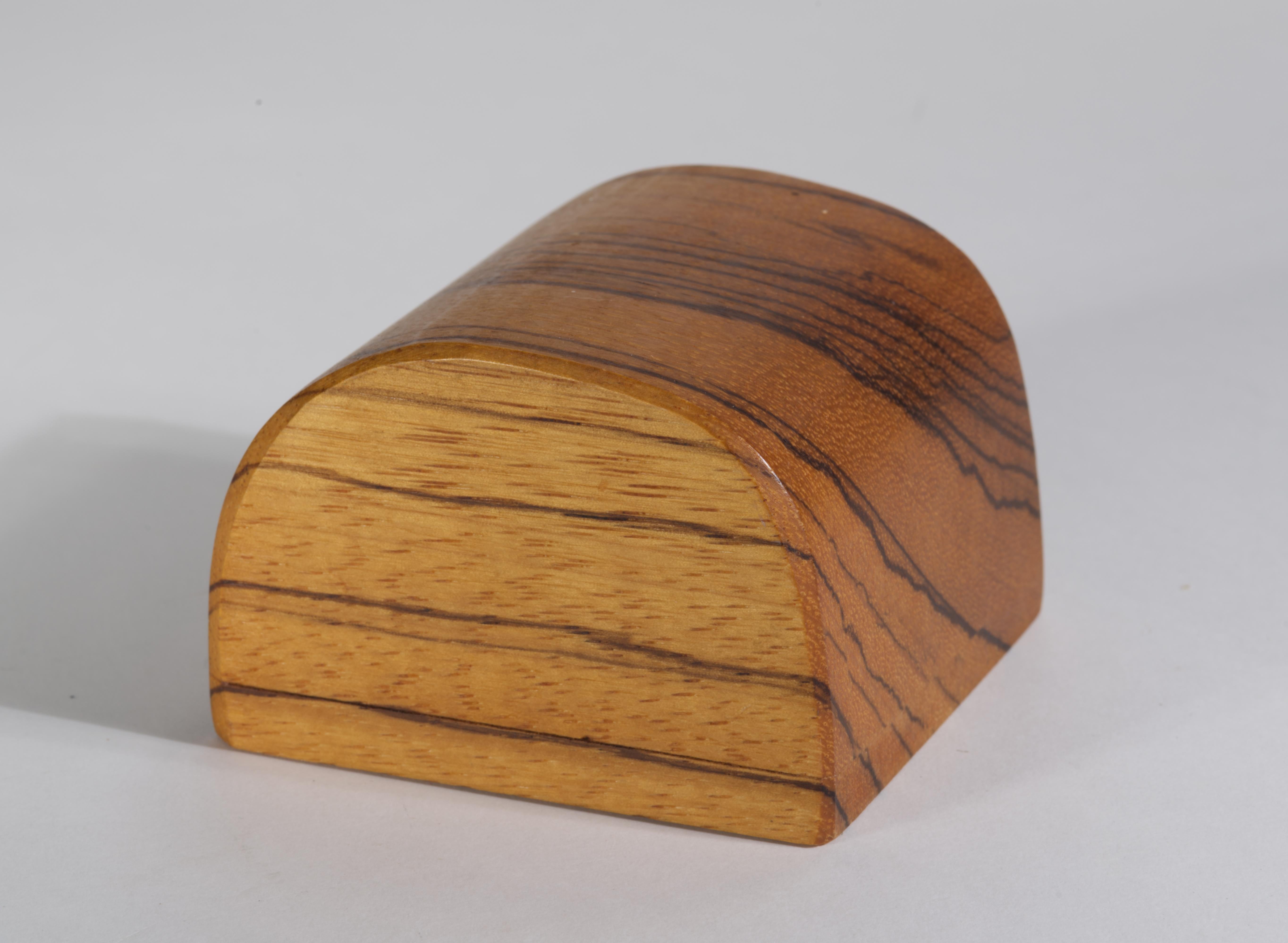 Carved Zebra Wood Box, American Craft Movement For Sale 1