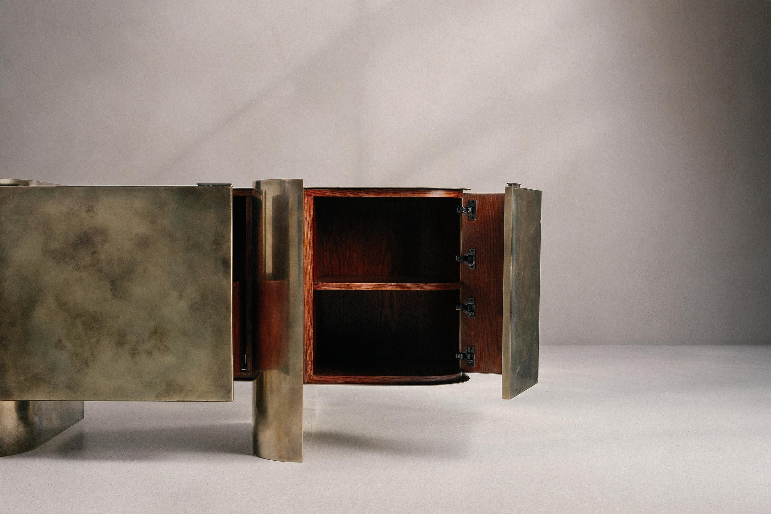 British Carvel Storage Cabinet — Patinated Brass — Made in Britain For Sale