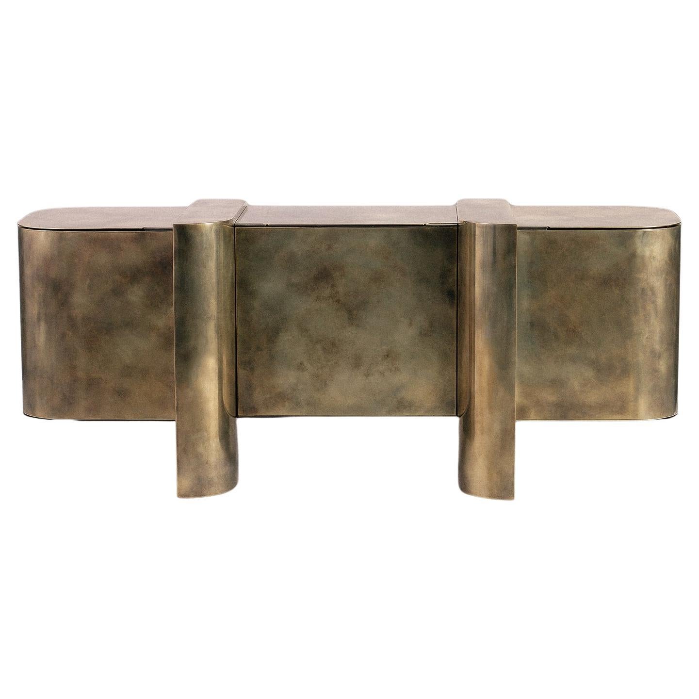 Carvel Storage Cabinet — Patinated Brass — Made in Britain For Sale
