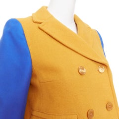 CARVEN 2013 yellow wool blue long sleeve pocketed double breasted jacket FR36 S