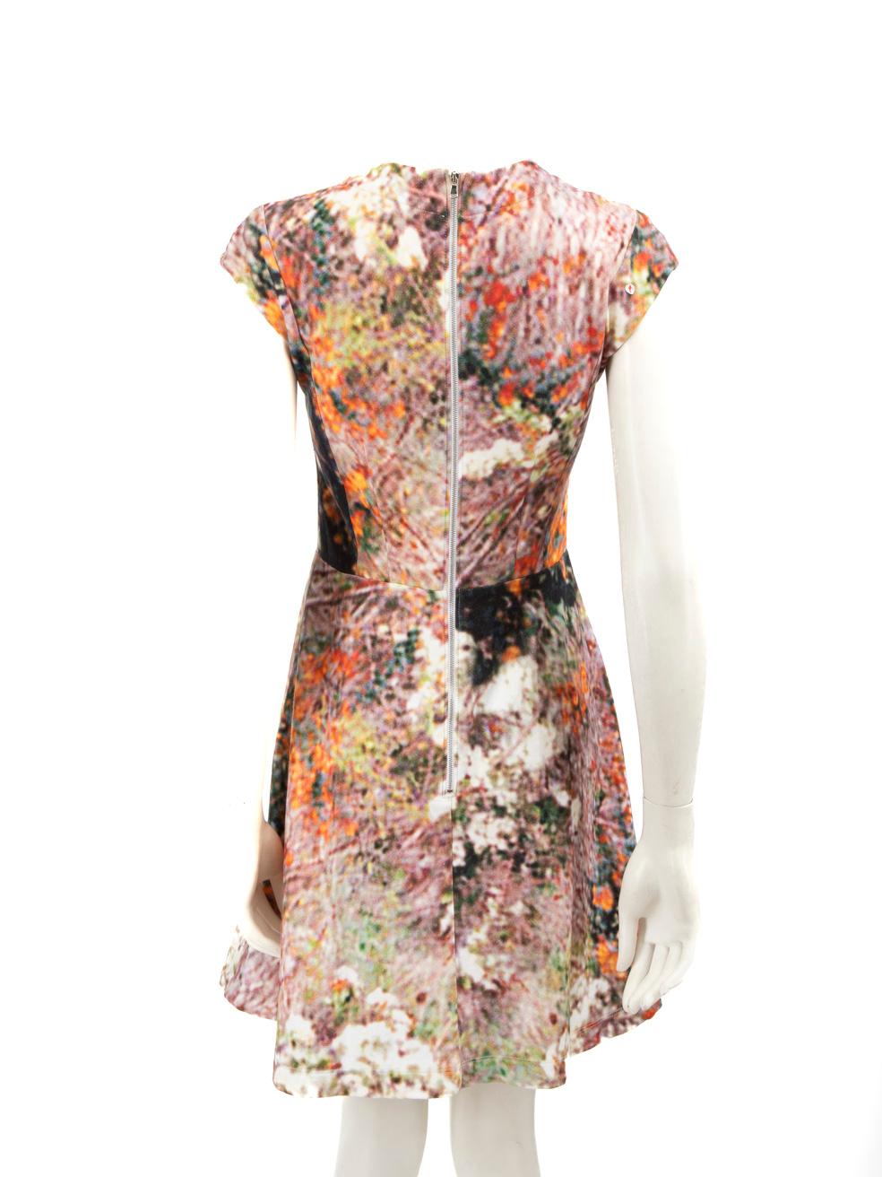 Brown Carven Abstract Knee Length Skater Dress Size S For Sale