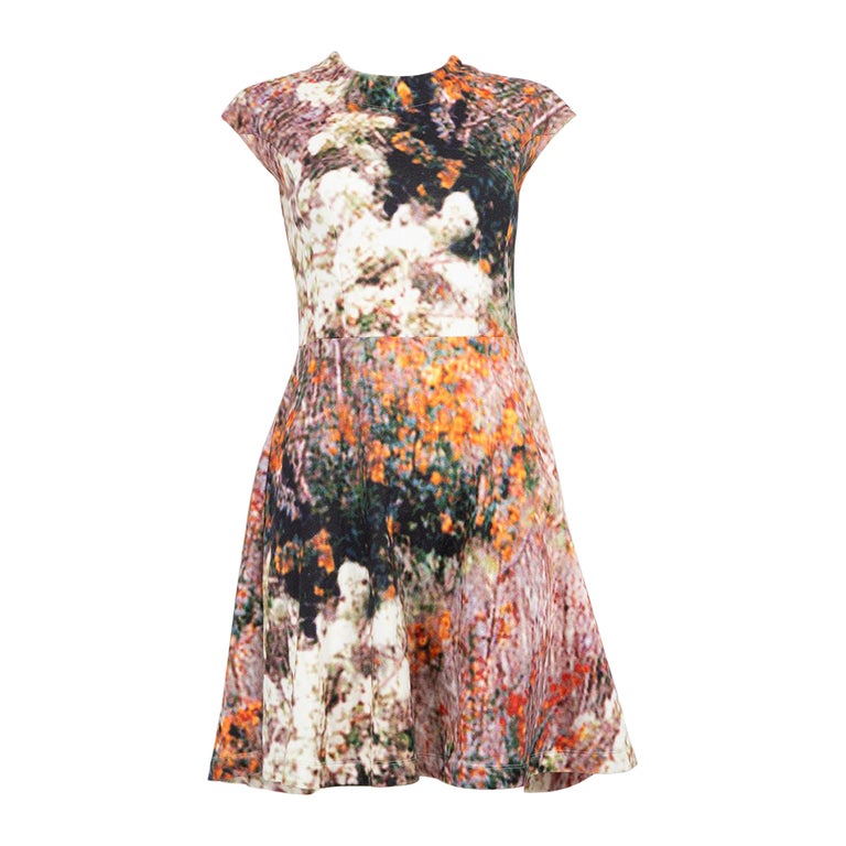 Carven Abstract Knee Length Skater Dress Size S For Sale at 1stDibs