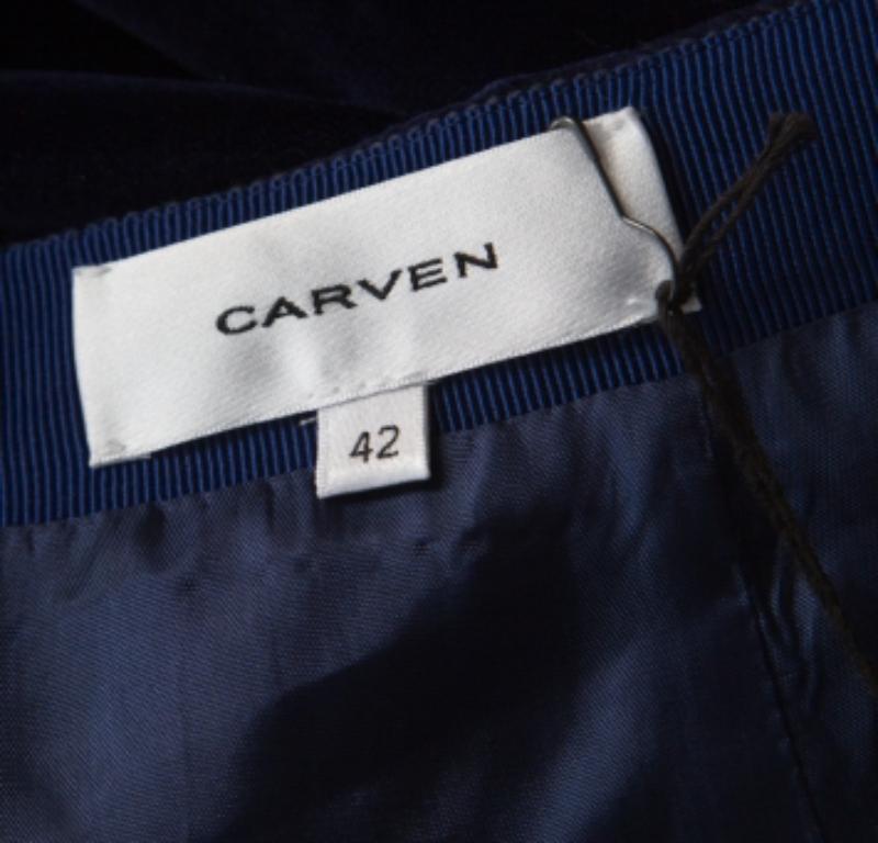Gonna a pieghe in velluto blu Astral Carven L.L.A. In condizioni buone in vendita a Dubai, Al Qouz 2
