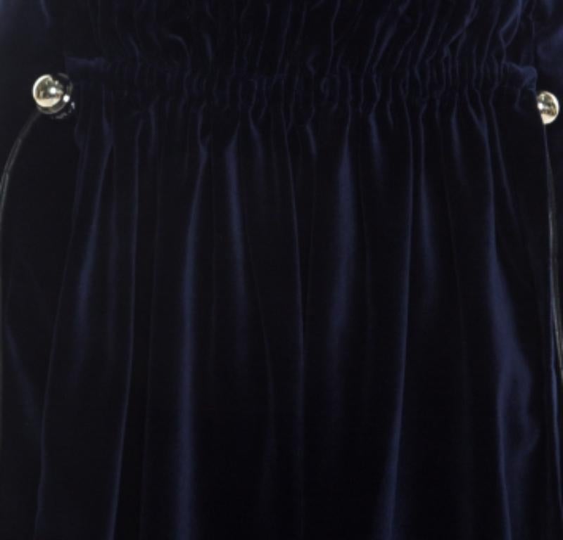Gonna a pieghe in velluto blu Astral Carven L.L.A. in vendita 1