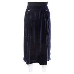 Carven Falda Plisada Coulisse Terciopelo Azul Astral L